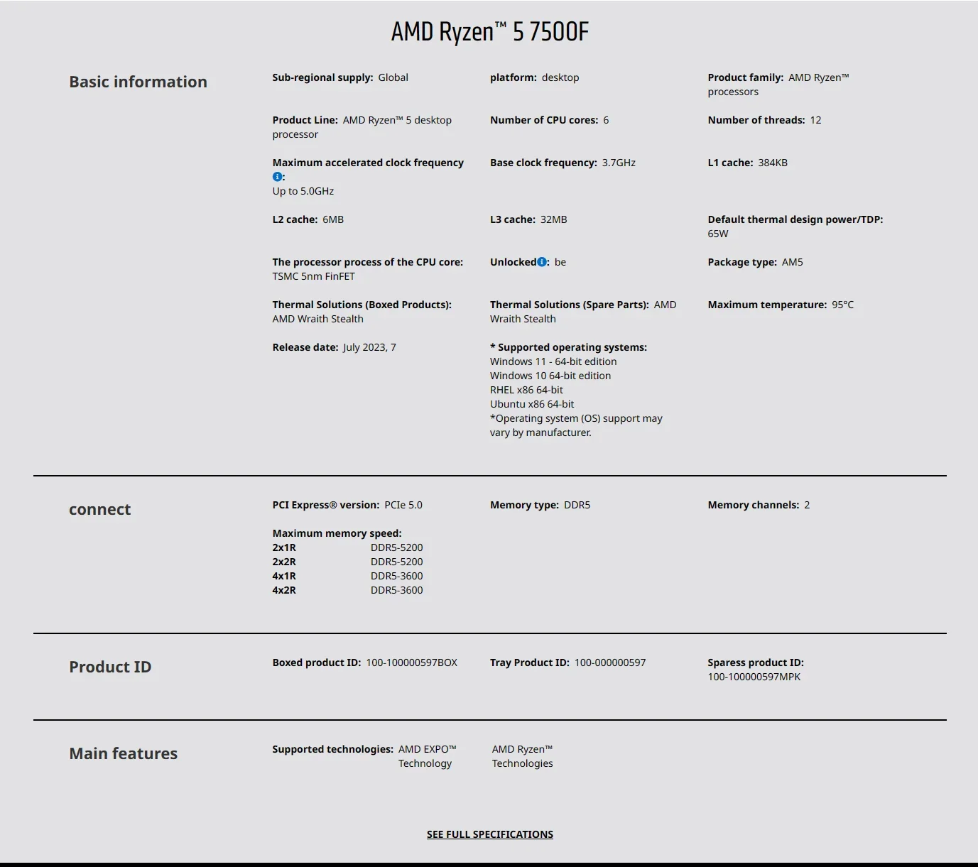 AMD Ryzen 5 7500F AM5 5nm Gami - Pc Gaming Amd Ryzen 5 review and price