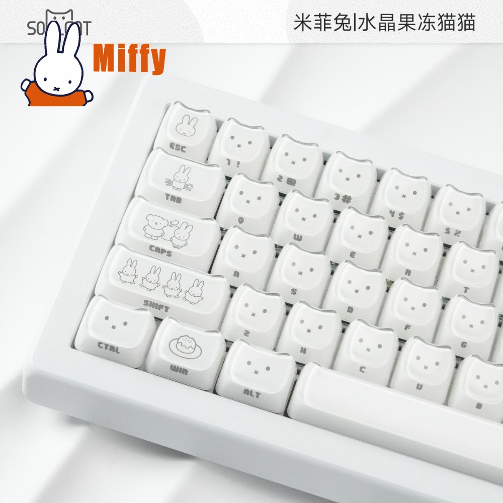 Kawaii Miffy Keycaps Cute Rabb - Pc Gaming Keyboard review and price