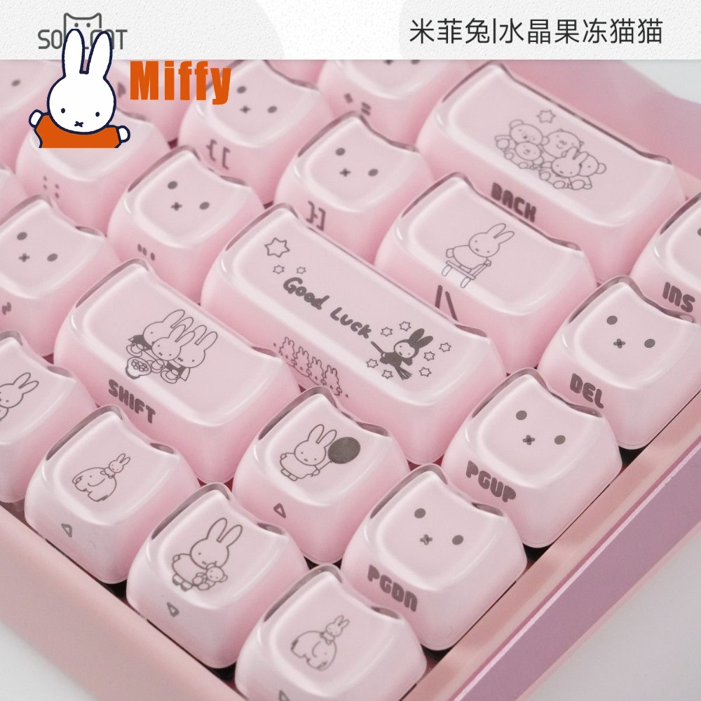 Kawaii Miffy Keycaps Cute Rabb - Pc Gaming Keyboard review and price