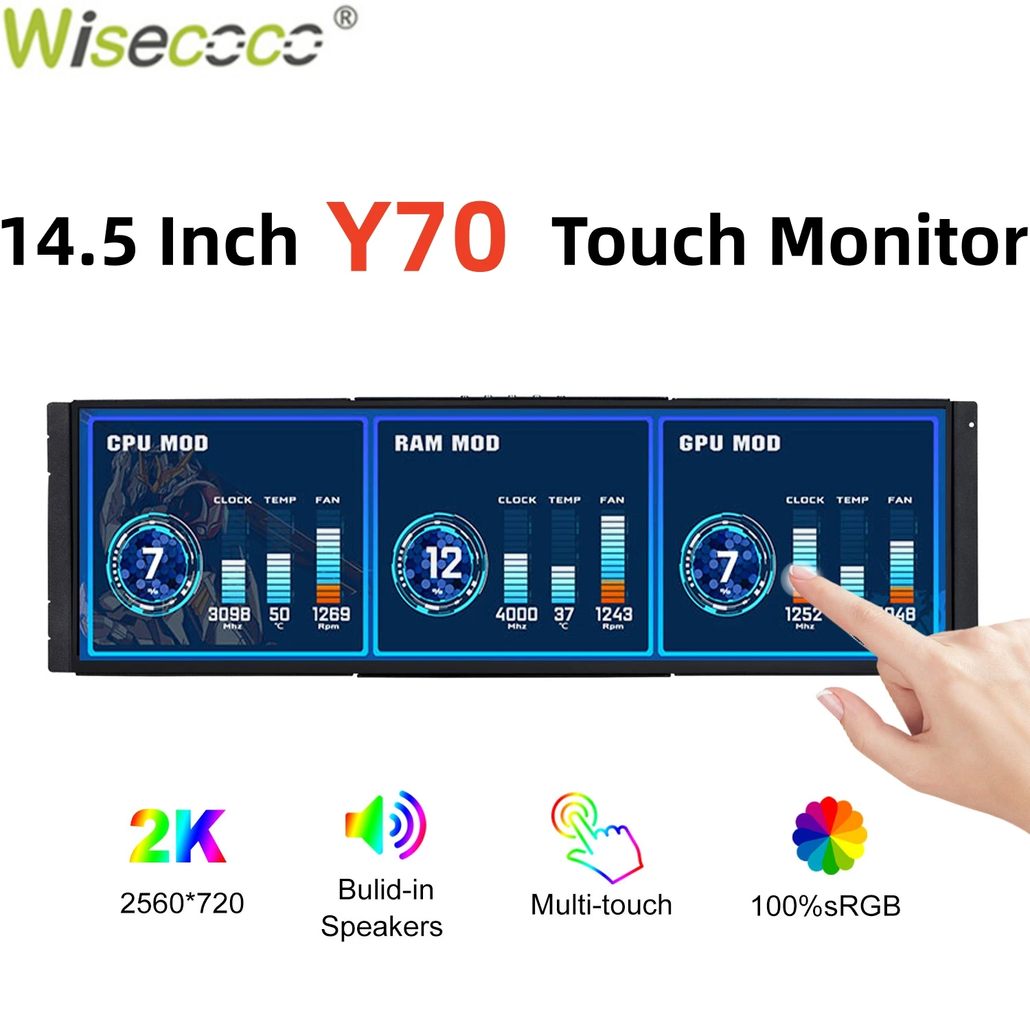 Wisecoco 12.6/14.5 Inch 2K IPS - Pc Gaming Y70 review and price